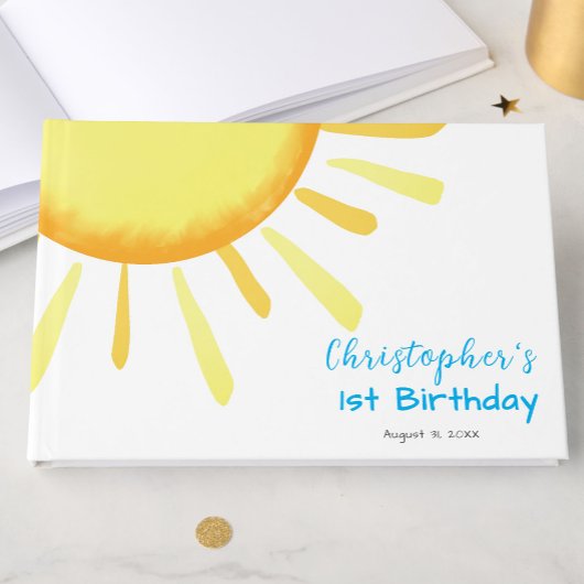 One in the Sun Blue First Birthday Custom Gastenboek