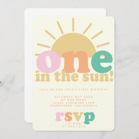 One In The Sun Invite Kaart (Voorkant / Achterkant)