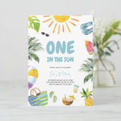 ONE in the Sun Pool Party Uitnodiging voor verjaar (Staand voorkant)