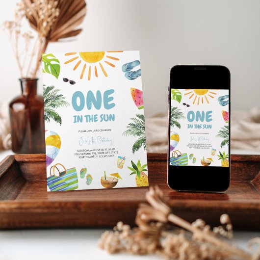ONE in the Sun Pool Party Uitnodiging voor verjaar