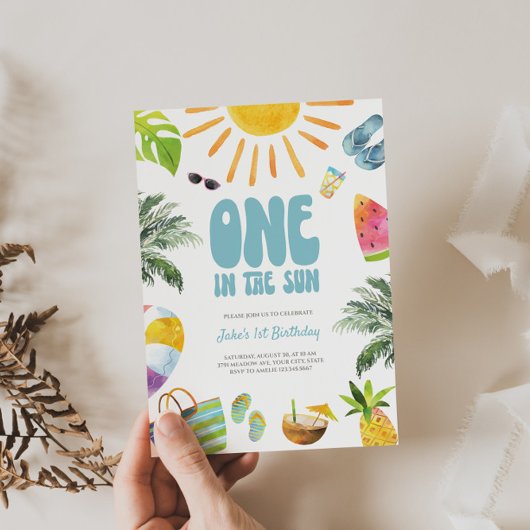 ONE in the Sun Retro 1e Verjaardag Uitnodiging