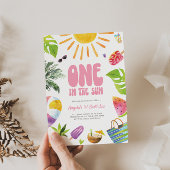 ONE in the Sun Roze Zomer Verjaardag Uitnodiging