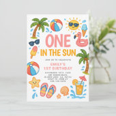 One in the Sun Tropical 1st Verjaardagsfeest Kaart (Staand voorkant)