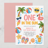 One in the Sun Tropical 1st Verjaardagsfeest Kaart (Voorkant / Achterkant)