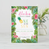 One in the Sun Tropical First Birthday Uitnodiging (Staand voorkant)