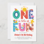 One is Fun Invitation, Girls First Birthday  Kaart (Voorkant)