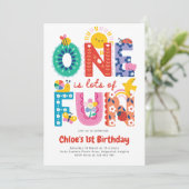One is Fun Invitation, Girls First Birthday  Kaart (Staand voorkant)