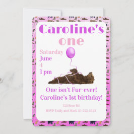 One isn’t fur-ever 1st Birthday Invitation Kaart