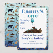 One isn’t fur-ever 1st Birthday Invitation Kaart (Voorkant / Achterkant)