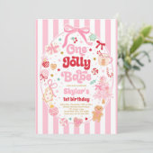 One Jolly Babe Christmas Coquette Bow 1st Birthday Kaart (Staand voorkant)