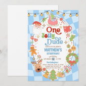 One jolly dude boy 1st Christmas birthday invite. Kaart (Voorkant / Achterkant)