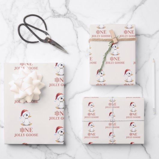 One Jolly Goose December First Birthday Inpakpapier Vel (Voorkant)