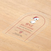 One Jolly Goose Modern Christmas First Birthday Acryl Uitnodigingen (Laagn)