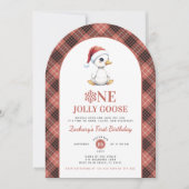 One Jolly Goose Modern Christmas First Birthday Kaart (Voorkant)