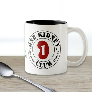 One Kidney Club Donor Ontvanger Namen Datum Tweekleurige Koffiemok