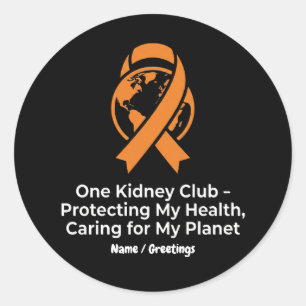One Kidney Club Gezondheidsbelangenbehartiging & P Ronde Sticker