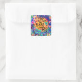 One Kind Word Fun Floral Vierkante Sticker (Tas)