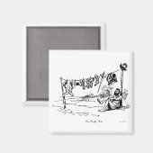One Knights Rest Cartoon Art Square Magnet (Voorkant / Achterkant)