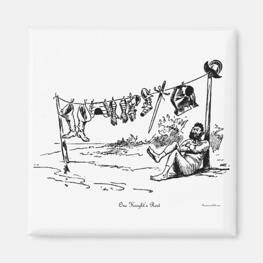 One Knights Rest Cartoon Art Square Magnet (Voorkant)