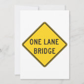 One Lane Bridge Road Sign Yellow Kaart (Voorkant)