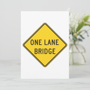 One Lane Bridge Road Sign Yellow Kaart