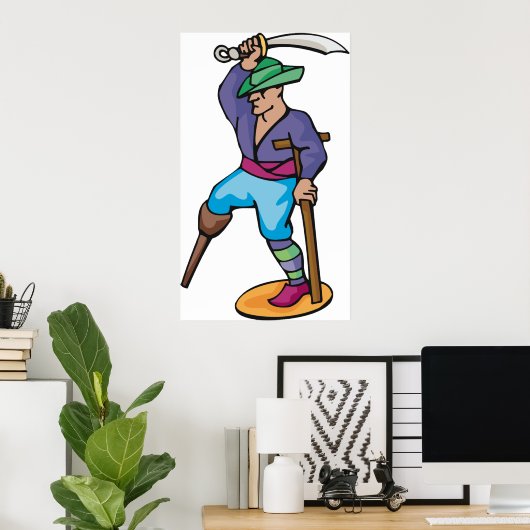 One Legged Pirate Poster (Thuiskantoor)