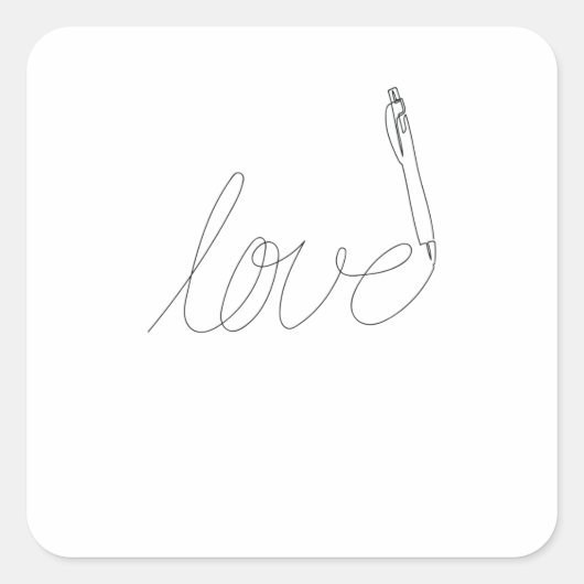 One Line Art Love gezeichnet mit Stift Vierkante Sticker (Voorkant)