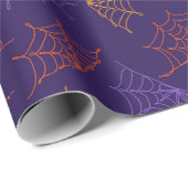 One Line Art Spiderwebs Patroon Halloween Cadeaupapier (Rol Hoek)