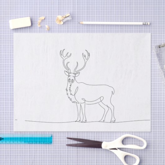 One Line Art Vector Illustratie van een majestueuz Tissuepapier (Craft)