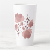 One line art vlinder met esthetische roze bloem latte mok (Voorkant)