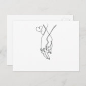 One Line Drawing Händchen halten Single Art Briefkaart (Voorkant / Achterkant)