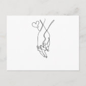One Line Drawing Händchen halten Single Art Briefkaart (Voorkant)