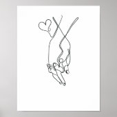 One Line Drawing Händchen halten Single Art Poster (Voorkant)