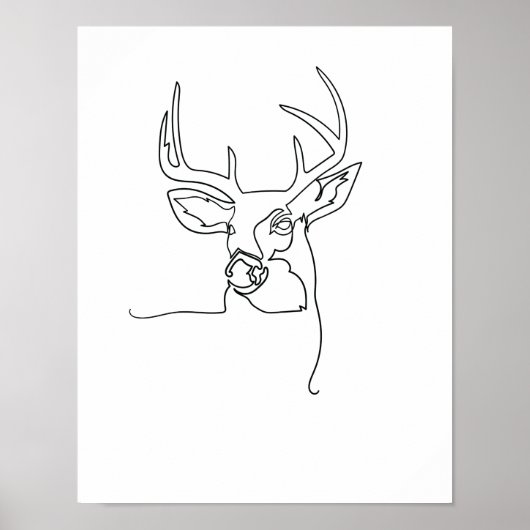 One Line Drawing Hirsch Single Art Poster (Voorkant)