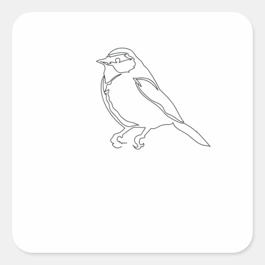 One Line Drawing Vogel Spatz Single Art Vierkante Sticker (Voorkant)