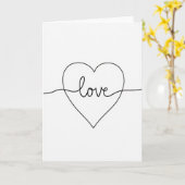 One Line Love Heart Card Kaart (Gele Bloem)