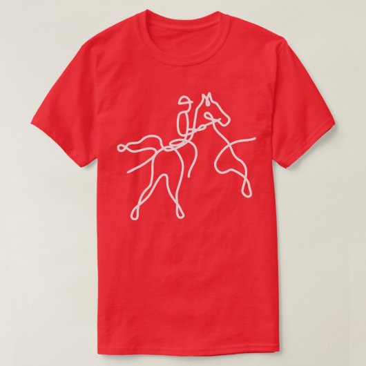 One Line Paardrijder met majestueuze paarden 1 T-shirt (Design voorkant)