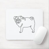 One Line Pug Tattoo _1 Muismat (Met muis)