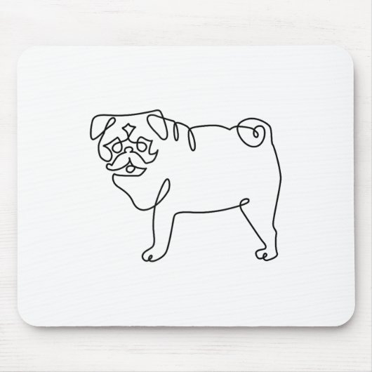 One Line Pug Tattoo _1 Muismat (Voorkant)