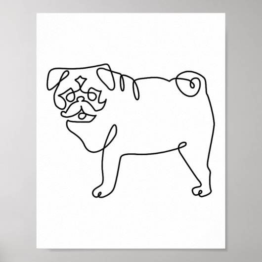 One Line Pug Tattoo _1 Poster (Voorkant)