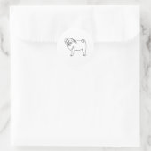 One Line Pug Tattoo _1 Ronde Sticker (Tas)
