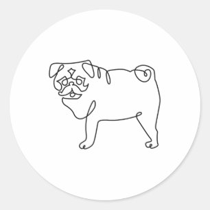 One Line Pug Tattoo _1 Ronde Sticker