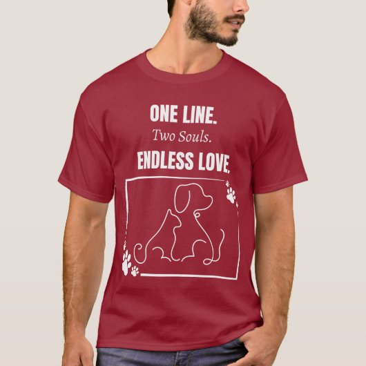 One Line Two Souls Eindeloze Liefde - T-shirt (Voorkant)