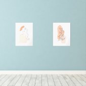 One Line Vrouw en Leaf Wall Art Set (Houten vloer)