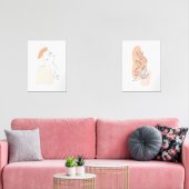 One Line Vrouw en Leaf Wall Art Set (Woonkamer)