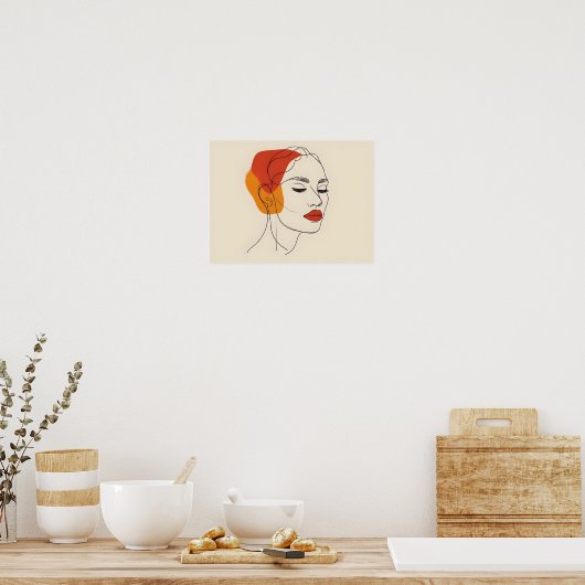 One line vrouw kunst poster (Keuken)