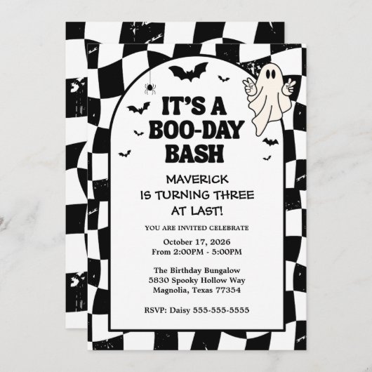 One Little Cool Boo Halloween 3e verjaardag Kaart (Voorkant / Achterkant)