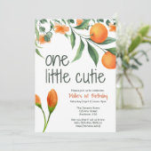 One Little Cutie Eerste Verjaardag Uitnodiging (Staand voorkant)