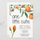 One Little Cutie Eerste Verjaardag Uitnodiging (Voorkant / Achterkant)