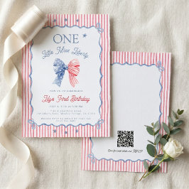 One Little Miss Liberty QR Code 1e verjaardag Kaart